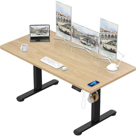 Письмовий стіл TRIUMPHKEY 180x80см, регульований по висоті, 3 елементи керування пам'яттю, захист від зіткнень, USB-роз'єм, коліщатка, дуб