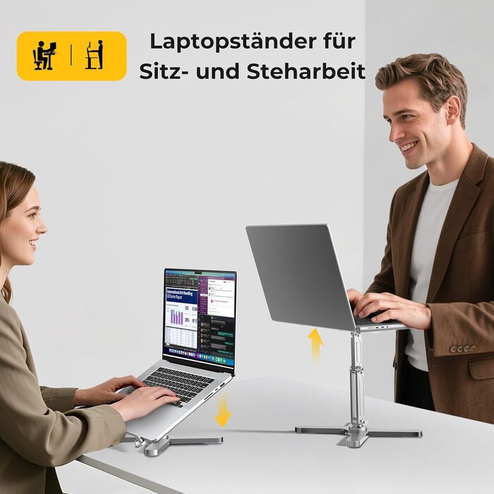 Підставка для ноутбука FoldWise X – алюміній, 360° обертання, регульована висота та кут нахилу – стабільна та портативна підставка для MacBook та комп'ютерів 11-18 дюймів (срібна)