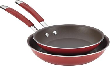 Набір сковорідок Rachael Ray Cucina з литого алюмінію з порцеляновою емаллю, 2 шт, червоний кранбері