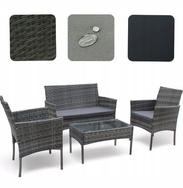 Комплект садових меблів із техноротанга MTG Trade Group, сірий, 4 предмети