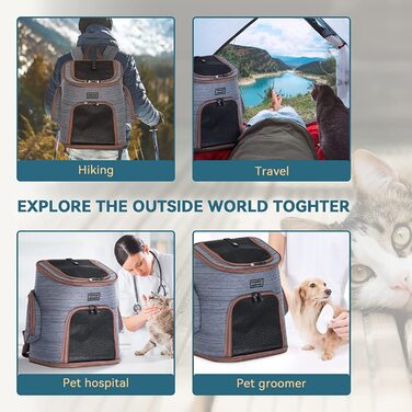 Рюкзак для собак Petsfit, рюкзак для кішок для маленьких кішок, собак, цуценят, складаний рюкзак для домашніх тварин, зручний для спілкування з домашніми тваринами, з ременем безпеки і застібкою-блискавкою з захистом від розтину, джинсова тканина синього 