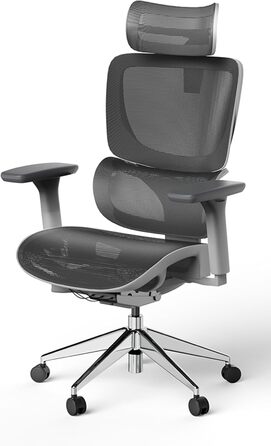 Офісне крісло Ergolutions Senta FX Mesh - ергономічне, з регульованою 3D підголівником, сітчасте, дихаюче, для великих людей, 7 років гарантії, сертифіковане BIFMA, висота сидіння 53-62 см