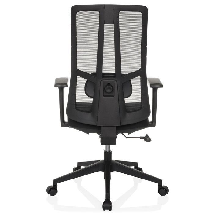 Офісне крісло / Крісло з поворотним механізмом TRAMORE BASE з тканиною для сидіння / сіткою для спинки, чорного кольору, hjh OFFICE