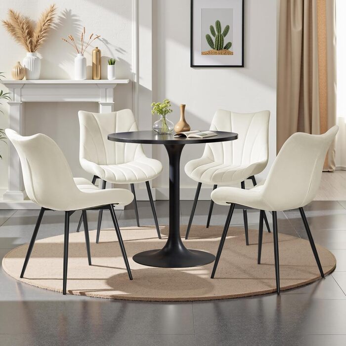 Набір обідніх стільців Yaheetech, 2 шт. з м'яким сидінням з велюру та металевими ніжками, для кухні, вітальні, обідньої кімнати, до 150 кг