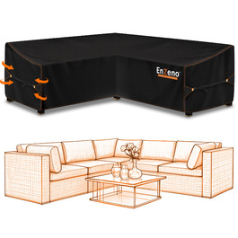 Чохол для садово-патіо меблів Enzeno L-подібної форми, водонепроникний та вітростійкий, 255x255x87 см