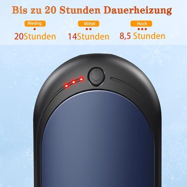 Електричний грієчка для рук, перезаряджається, 2 шт. з акумулятором 6000mAh, USB-кабель, 3 режими нагріву, 20 годин тепла, перезаряджається, для активного відпочинку взимку (чорний, синій)