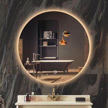 Круглий LED-дзеркало для ванної кімнати з підсвічуванням, 40 см, тепле світло