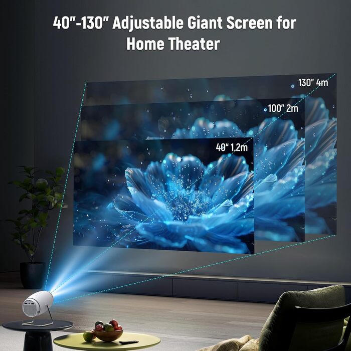 Портативний міні проєктор 4K з Wi-Fi 6 та Bluetooth 5.4: домашній кінотеатр з підтримкою HDMI, USB та PS5