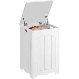 Кошик для білизни Yaheetech з кришкою, 96L, дерев'яний, білий, 39.5x39.5x61 см