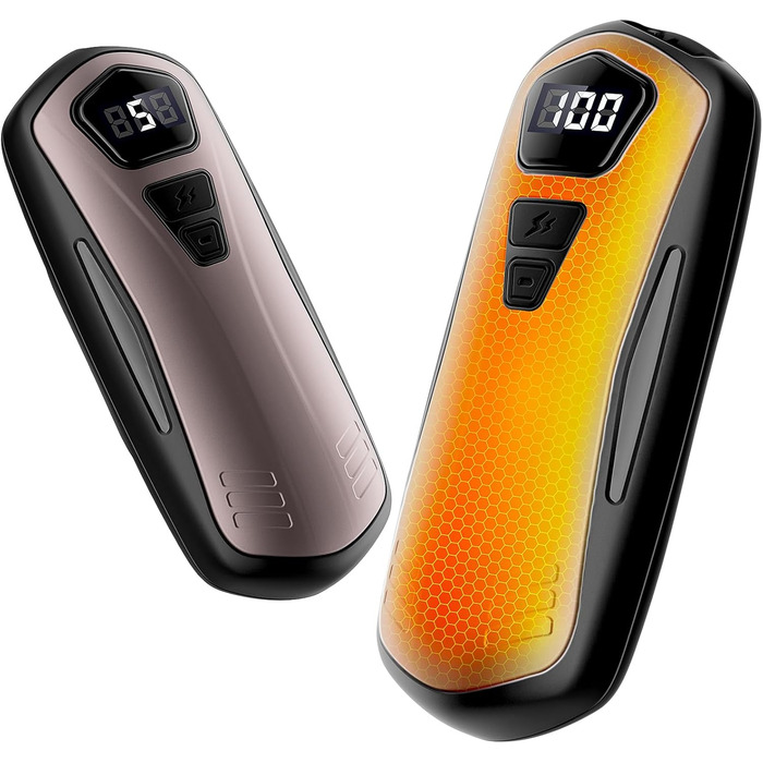 Електричні грілки для рук 2 шт. з акумулятором 6000mAh, 5 режимів нагріву, USB, для кемпінгу та активного відпочинку, подарунок для жінок та чоловіків (Золотий)