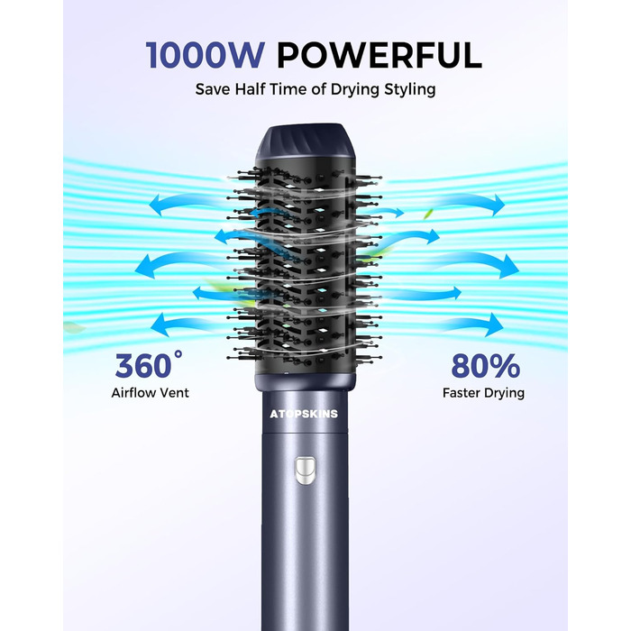 Набір повітряних стайлерів 6 в 1, стайлер для волосся з феном 1000 Вт, щітка з теплим повітрям, кругла щітка, щітка для фена, автоматична плойка волосся, щітка для випрямлення, стайлер для всіх типів волосся, сушка, випрямлення, локони жовті