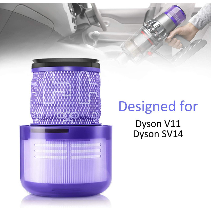 Фільтр Quta для Dyson V7/V8, змінний попередній фільтр і фільтр зі щіткою для чищення, 2 шт. и