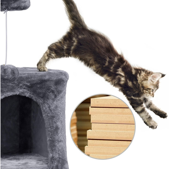 Когтеточка для котів Yaheetech Cat Tree Small Cat Tree Stable для котів з котячою печерою та кігтеточкою, темно-сіра