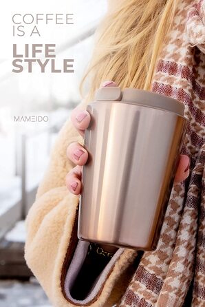 Термальна чашка MAMEIDO - чашка для пиття з кришкою і соломкою з нержавіючої сталі з подвійними стінками-гаряча і холодна (350 мл, Рожевий кварц)