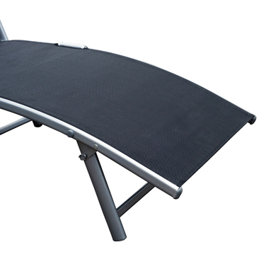 Outsunny Sun Lounger Складний садовий шезлонг з подушкою 137x63.5x100.5см метал і тканина чорний для пляжу та тераси