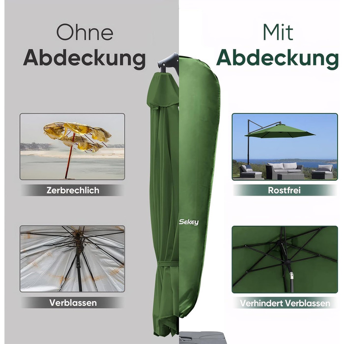 Чохол для парасольки 300 см Sekey Premium | Водостійкий, UV 50+, з монтажним стрижнем та блискавкою
