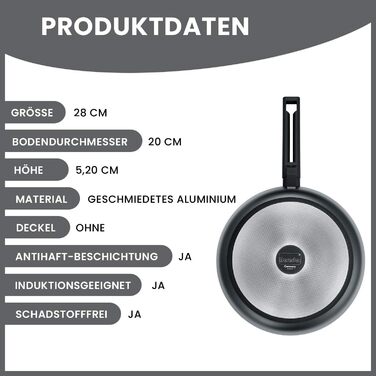 Сковорода Berndes 24cm - Alu Induction - Сковорода з антипригарним покриттям, каструля з литого алюмінію, підходить для індукції, 100 без PFOA, індукційна сковорода, посуд без пригарного покриття (28 см)