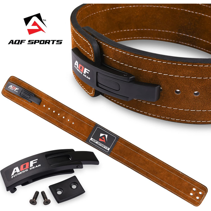 Пояс для важкої атлетики AQF 4 важільна пряжка, шкіра 10 мм, силовий тренувальний пояс