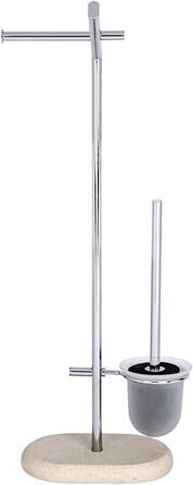Набір для стоячого унітазу WENKO Puro - тримач для щітки для унітазу, сталь, 29 x 72 x 15,5 см, хром-бежевий