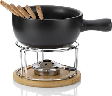Набір для фондю Kela Käsefondue Set 10tlg, керамічний фондю на 6 осіб NATURA, з підставкою для пальників, виделки та тримач для виделок