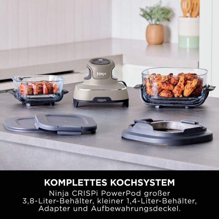 Ninja CRISPi Airfryer - фритюрниця без олії, 3.8 л, 4-в-1, 1700 В, FN101EUSTGD (Stone)