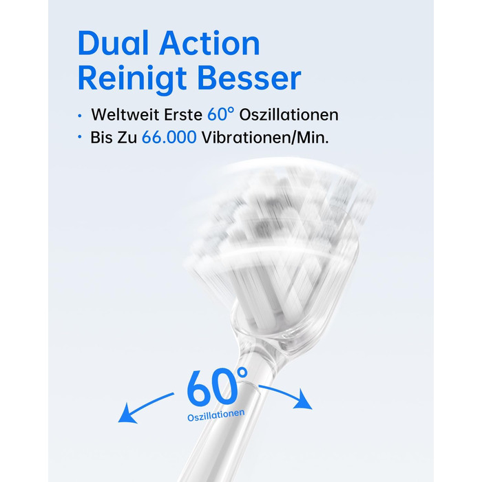 Електрична зубна щітка Laifen Wave: звукова, з вібрацією та осциляцією, 3 насадки, IPX7, біла (ABS)