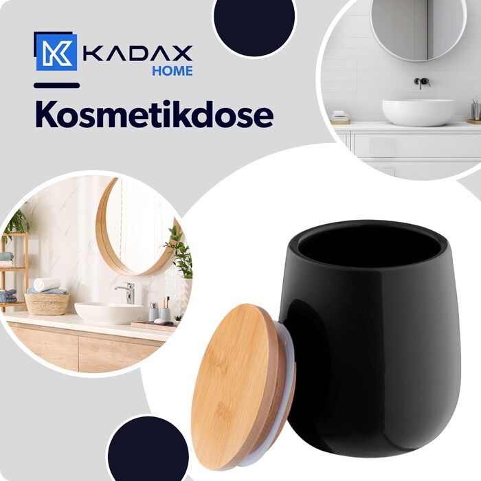 Косметичка KADAX, керамічна баночка для зберігання, тримач для ватних дисків, баночка для зберігання, універсальна баночка для ванної кімнати, ватні диски (чорна)