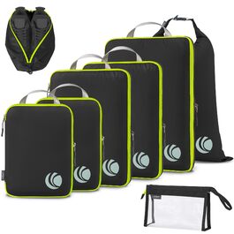 Набір компресійних органайзерів для одягу в подорож Cipway, ультралегкі пакувальні куби для валізи та рюкзака, 8 предметів, чорний