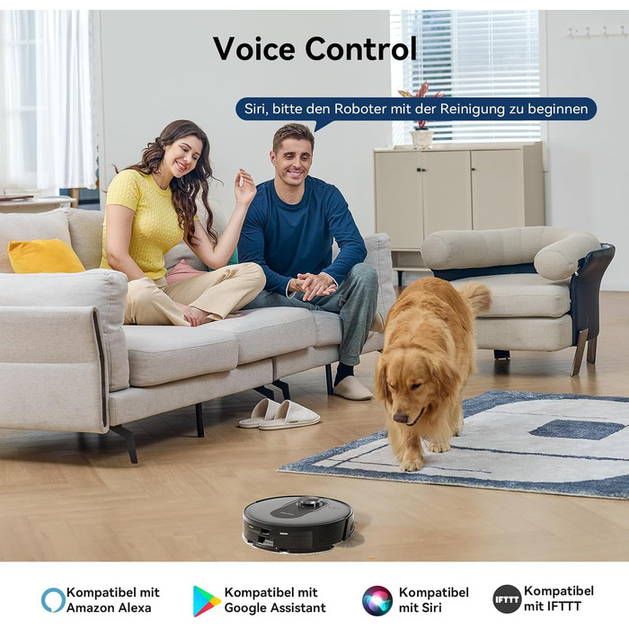 Робот-пилосос Proscenic Q10 з функцією миття, 8000Pa, 200 хвилин роботи, лазерна навігація, керування через додаток, Alexa, Siri, Apple Watch, для підлоги та килима (сірий)