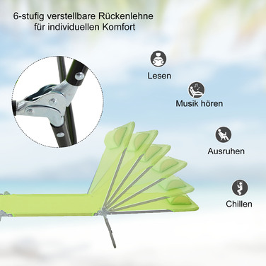 Outsunny Sun Lounger Садовий шезлонг Relax Lounger 4 кольори, складний шезлонг для ванни, шезлонг з сошками для саду та балкона