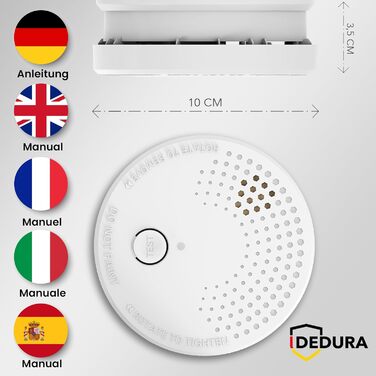 Набір димових сповіщувачів Rauchmelder (10 шт.) з 10-річною гарантією, сертифікований BSI за стандартом DIN EN14604, з 9V батареєю