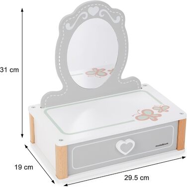 Детський туалетний столик Mamabrum XXL з дерева з пуфом та LED-дзеркалом – для дівчаток від 3 років, з ящиком та аксесуарами для краси, ігровий набір та письмовий стіл (MAM74 MY DRESSER)