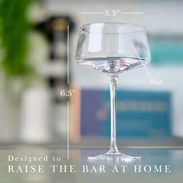 Набір келихів для мартини Callisto Glassware, 4 шт. з барними ложками, ручної витримки, кришталеві келихи Coupé для коктейлів, шампанського, мартини, мантхаттена, космополітену