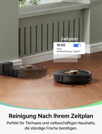 Робот-пилосос Vexilar з функцією миття підлоги, 8000Pa, LiDAR-навігація, 5 карт, 180 хв роботи, 50dB, керування через додаток та голосовий помічник, для твердих поверхонь та килимів, золотий