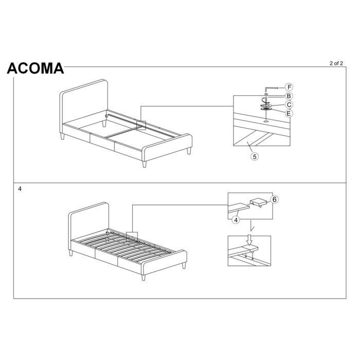 Ліжко ACOMA 90X200 сіре/дуб TAP.131