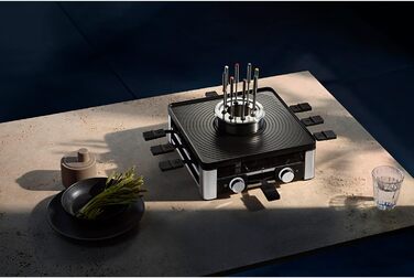 Станція WMF Lumero 3в1 Gourmet: Ракле-Фондю, електрична, для 8 осіб, регулювання температури, LED-підсвітка, 1800 Вт, нержавіюча сталь матова