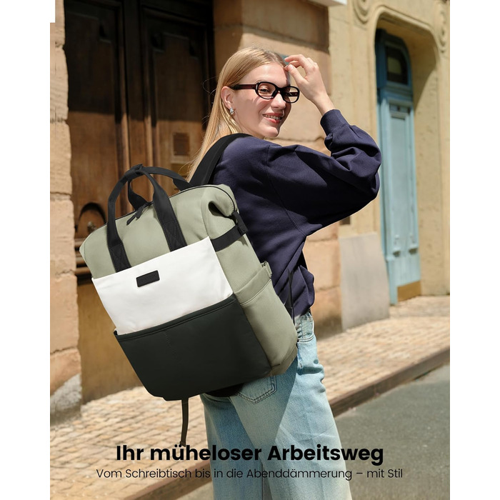 LOVEVOOK Рюкзак для жінок з відділенням для ноутбука 15.6 дюймів, шкільний/повсякденний, водонепроникний, для школи, подорожей, університету, бізнесу (15.6 дюймів, зелено-бежевий)