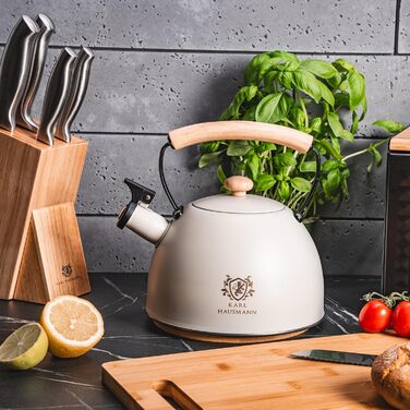 Електричний чайник Karl Hausmann 2.5L з автоматичним свистком - нержавіюча сталь, для індукційних, газових та електричних плит