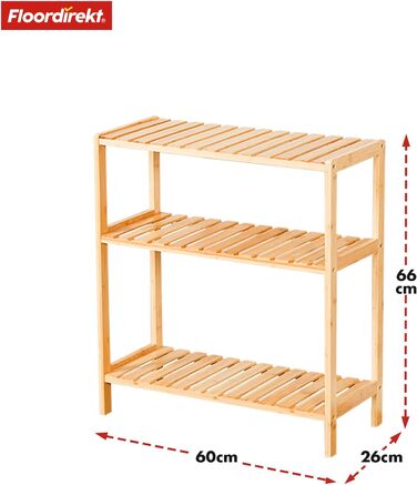 Стелаж бамбуковий Floordirekt Bambus Regal, 3 яруси, 66 x 60 x 26 см (Kansas)