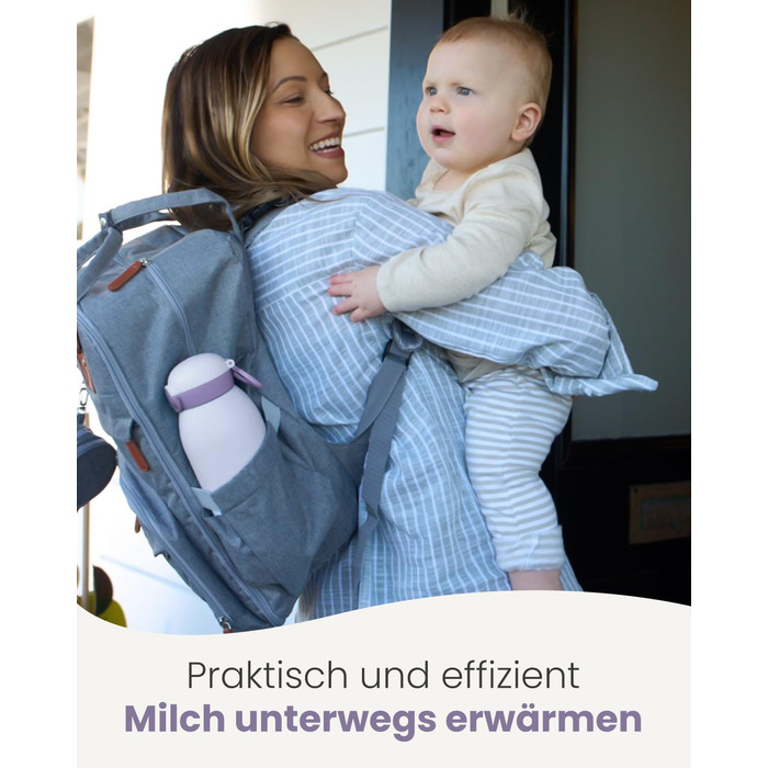 Підігрівач для пляшечок GROWNSY: портативний, для подорожей, 10000mAh, 600мл, точний контроль температури, рожевий/фіолетовий