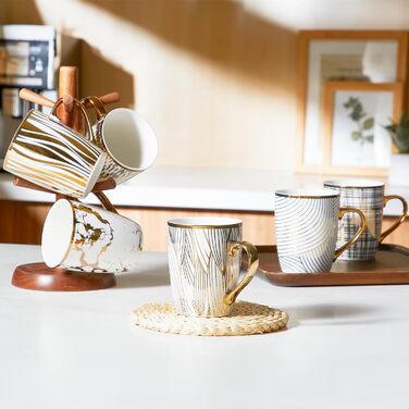 Набір кавових чашок Cappuccino ONEMORE (4 шт.) з блюдцями, 190 мл, для еспресо, кави та мокки, кремовий колір