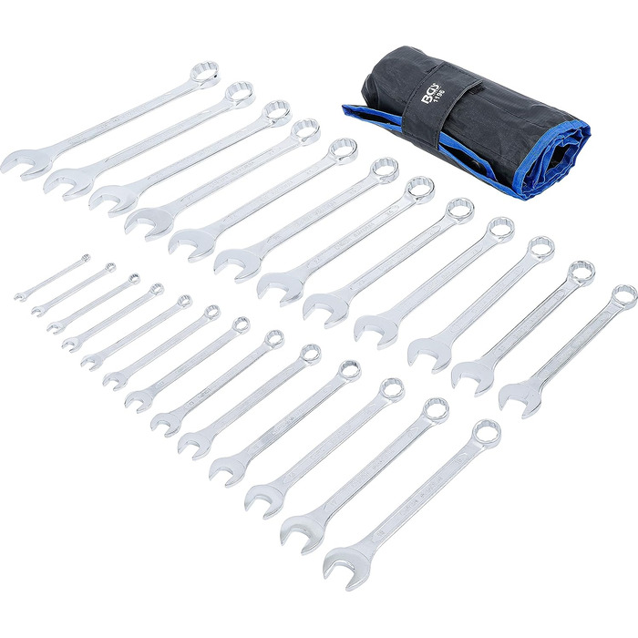 Набір ріжково-накидних ключів вкл. сумку для транспортування Ріжково-накидні ключі (25 шт. SW 6 - 32 мм, в комплекті з набором викруток), 1196
