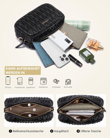 LOVEVOOK Сумка через плече жіноча, маленька сумочка кросбоді, чохол для телефону, сумка на плече, шкіра PU, чорна