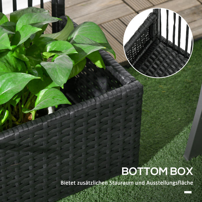 Піднята клумба Outsunny Poly Rattan з решіткою, ящик для квітів, ящик для рослин, клумба, для саду, балкона, чорний, 103 x 103 x 29 см