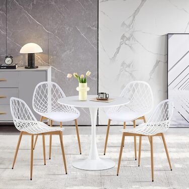 Сучасний круглий обідній стіл скандинавського стилю, діаметр 80 см, білий