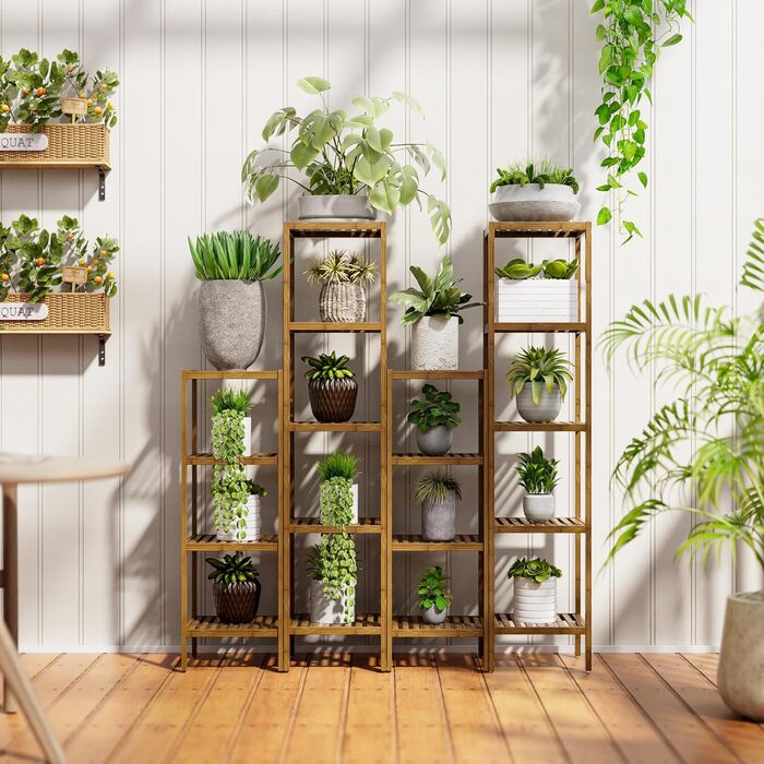 SMIBUY Поличка для ванної кімнати, 5 рівнів, бамбукова поличка, органайзер, багатофункціональна поличка для вітальні, спальні, кухні. 5 полиць (5 полиць, горіх)