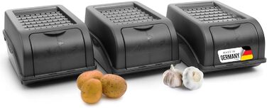 Короб для зберігання картоплі Novaliv | 2 шт по 5л | Антрацитовий сірий | Короб для цибулі та овочів, стекова коробка | Контейнер для картоплі, цибулі, фруктів | Свіжий контейнер