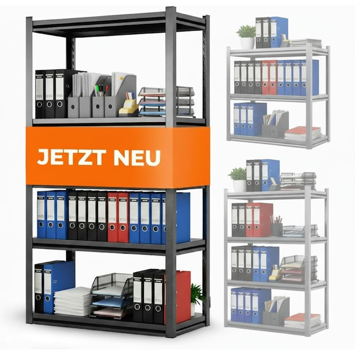 Металевий стелаж з металевими полицями, 5 ярусів, 160x86x45 см. Міцний, швидко збирається, стійкий до плісняви. Ідеально для підвалу, складу та дому.