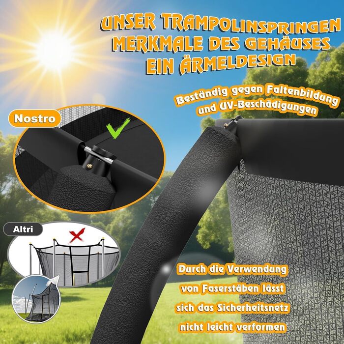 Батут Devoko вуличний Ø305 см з захисною сіткою та драбиною, чорний - Дитячий садовий батут з сертифікатом GS