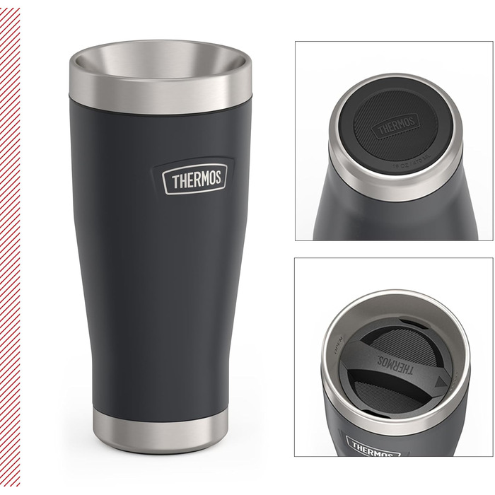 Термос ICON MUG 0,47л, бежевий/пісочний мат, термокружка 470мл, кавова кружка to go з нержавіючої сталі, ізотермос, 7 год гаряче / 22 год холодне, придатна для миття в посудомийній машині, абсолютно герметична, без BPA (470 мл, темно-сірий / Graphite Mat)